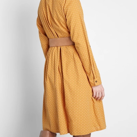 ModCloth Mustard Shirt Dress Size 2 - Picture 4 of 15